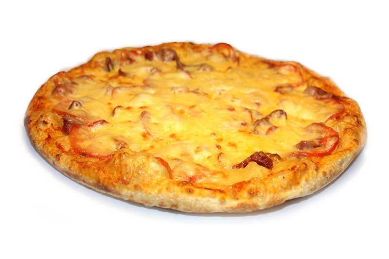 Сытная пицца с баварскими колбасками, томатным соусом и сыром.
